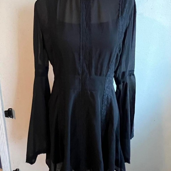Killstar Begone mini dress in black bell sleeve size Large - Picture 3 of 6